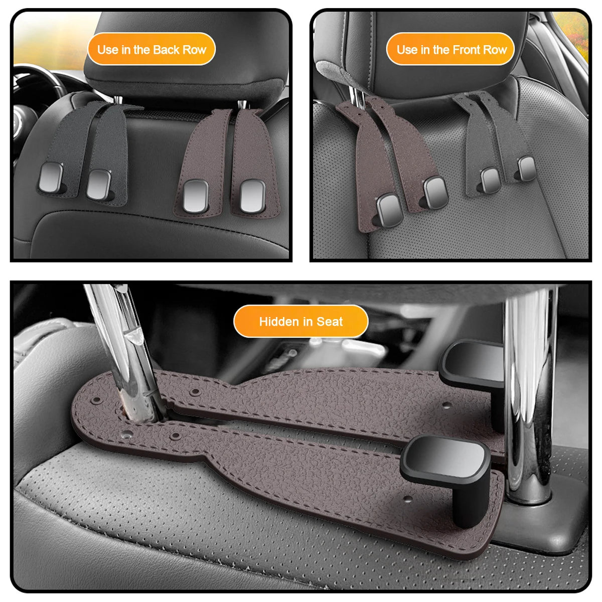 Multi-functional Car Seat Headrest Hooks Back Seat Organizer for Handbag Grocery Bag Coat - Keep Your Car Tidy
