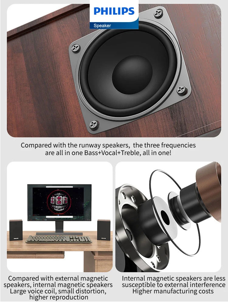 Philips SPA20 Bluetooth Speakers Indoor Portable Wireless Loudspeaker Music Player With Microphone HiFi Stereo Sound Subwoofer