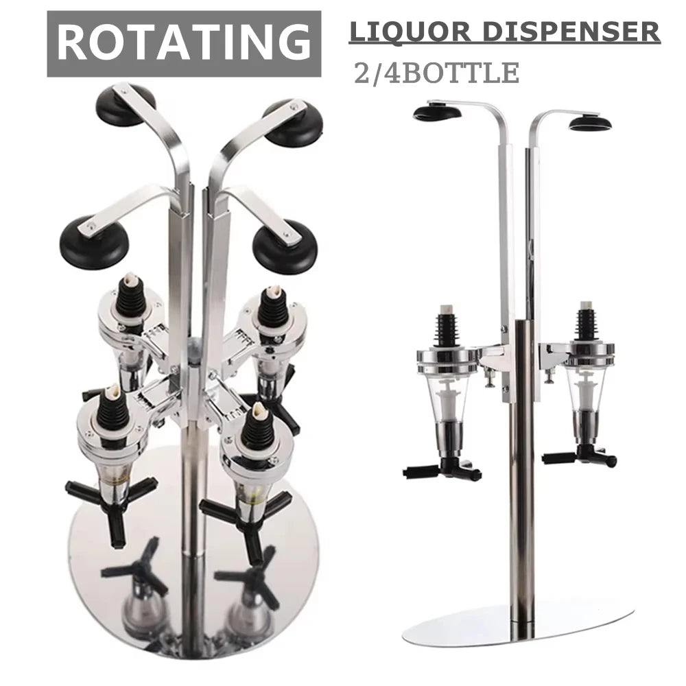 Rotate Beverage Liquor Whiskey Dispenser,Rotating Liquor Dispenser 2/4 Bottle,Standing beer Drink Alcohol Shot Wine Rack for Bar