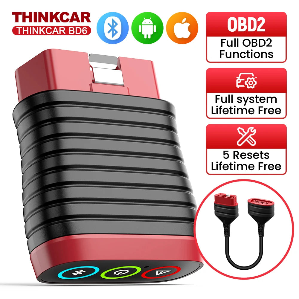 THINKCAR BD6 OBD2 Scanner Full System Diagnostic OIL IMMO ETS BLEED Brake Reset Lifetime Free All Auto Car Via THINKDIAG APP