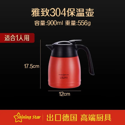 German Three Four Steel 316 Stainless Steel Insulated Tea Pot Home Use Steaming Tea Pot Insulated Water Pot Hot Water Bottle