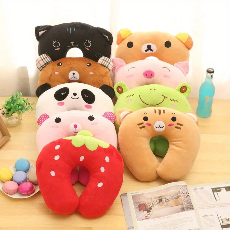 U-Shaped Neck Pillow with Cute Cartoon Animal Designs - Perfect for Travel, Camping, Airplane, and Napping - Comfort Support