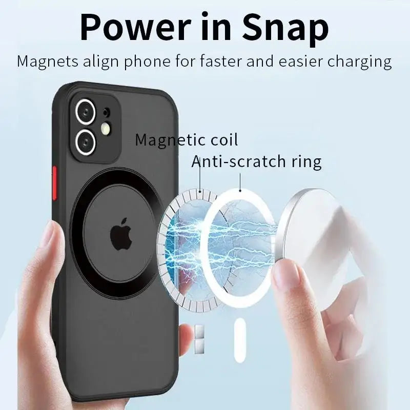 Luxury Matte Armor Magnetic For Magsafe Wireless Charge Case For iPhone 15 16 14 13 11 12 Pro Max Mini Plus XS X XR Cover funda