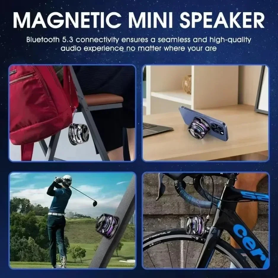 Mini Bluetooth Speaker Portable Phone Holder RGB Lighting Magnetic Speaker BT5.3 Mini Sound Box 7 Hours Playback Easy to carry