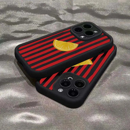Lemon Cool Stripe Pattern Phone Case for iPhone 17 16 Pro Max 15 14 13 12 11 XS X XR 7 8 Plus SE 2022 17Air 16E Shockproof Cover