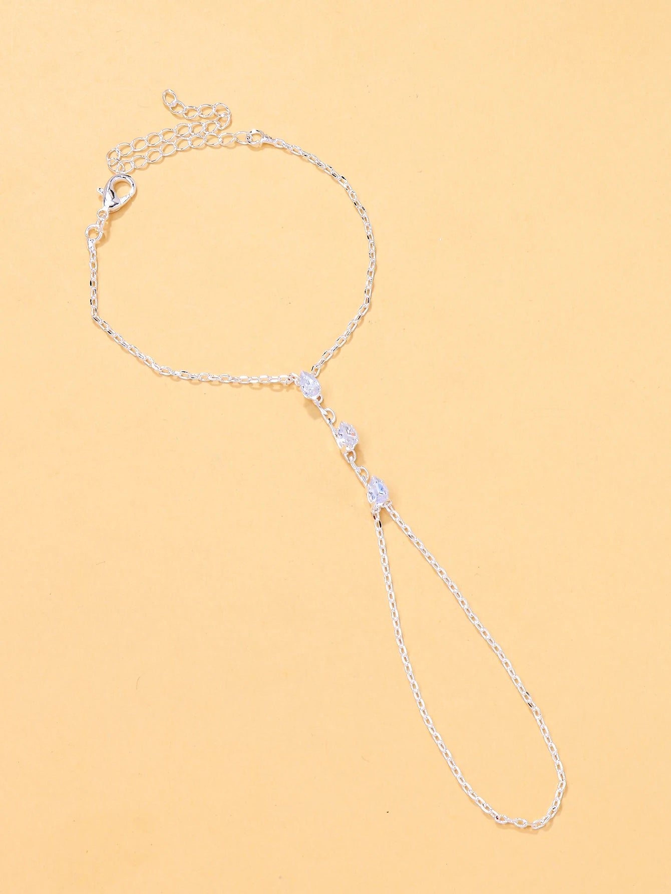 Water drop finger bracelet for summer women, high-end fashion, versatile zircon hand chain, light luxury jewelry