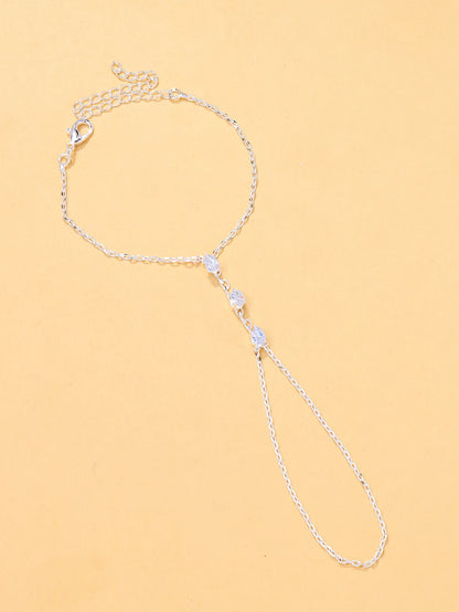 Water drop finger bracelet for summer women, high-end fashion, versatile zircon hand chain, light luxury jewelry