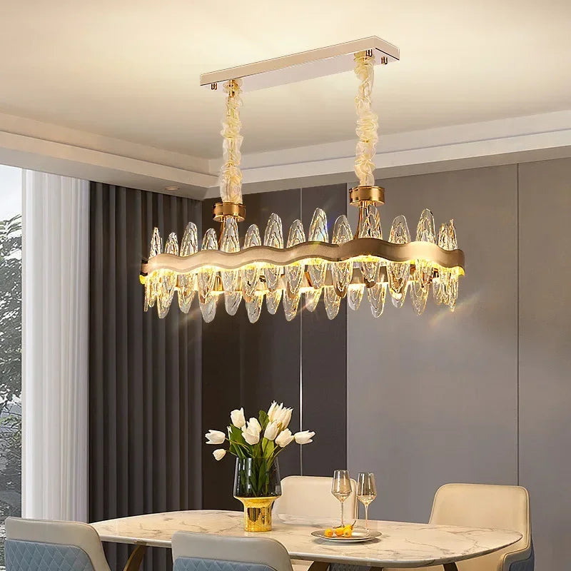 Living Room Luxury Crystal Chandeliers Modern Island Lighting Golden Lobby Decorative Lights