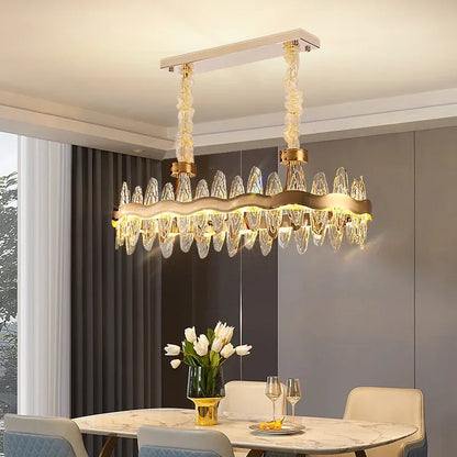 Living Room Luxury Crystal Chandeliers Modern Island Lighting Golden Lobby Decorative Lights