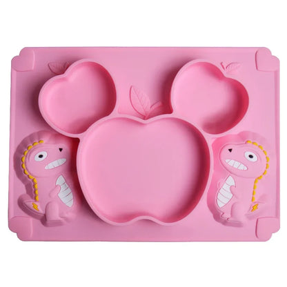 Baby Silicone Partition Supplementary Food Bowl Suction Cup Integrat Baby Dinosaur Dinner Plate Kid Product Anti Drop Tableware