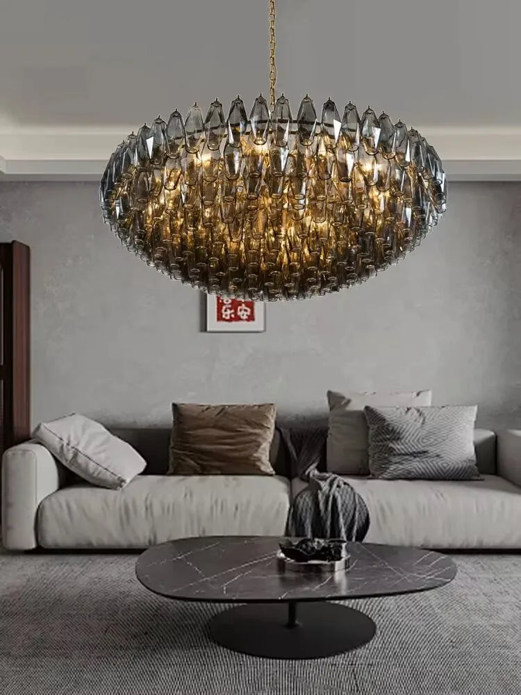 Modern Murano Glass Pendant Lamp Colorful Wish Bottle Electroplated Brass Silver Round Dimmable Ceilings Lustre