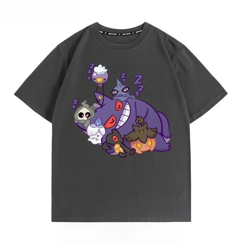 Pokémon Peripheral Clothes Gengar Cartoon Couple Wear Short-sleeved Top Men and Women Summer Animation Peripheral Joint T-shirt