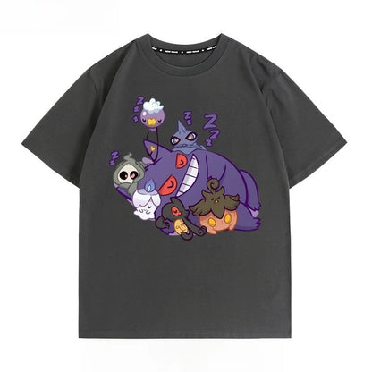 Pokémon Peripheral Clothes Gengar Cartoon Couple Wear Short-sleeved Top Men and Women Summer Animation Peripheral Joint T-shirt