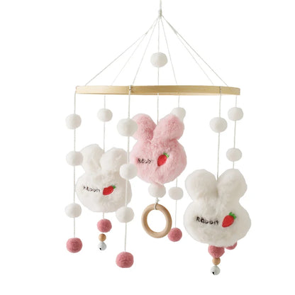 Baby Soft Felt Cartoon Wool Ball Seashell Rattles Hanging Bed Bell Newborn Mobile Crib Wooden Bracket Montessori Education Toys