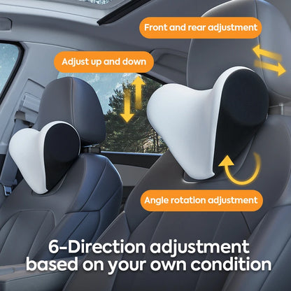 Premium Adjustable Memory Foam Car Neck Pillow Ice Silk Breathable One-Click Installation Auto Headrest