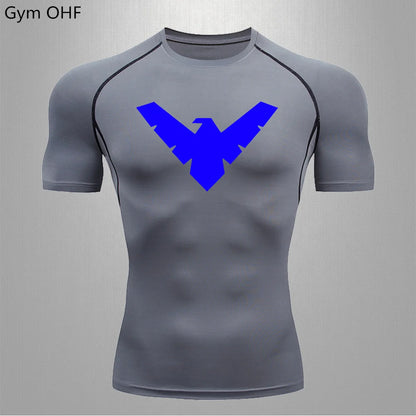 Compression Nightwing Print Tops For Men T Shirt Rashguard Jiu Jitsu Gym Fitness Running Train   ing Shirts Jersey Short Sleeved