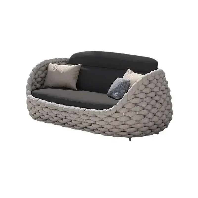 All-Weather Rattan Outdoor Sofa Set Courtyard Combination Double Chair Leisure Terrace Furniture for Villa Balcony Living Room