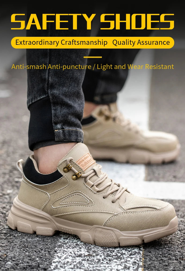 Safety Shoes Men Steel Toe Work Shoes Anti-smash Anti-puncture Indestructible Shoes Protective Boots Tactical Boots