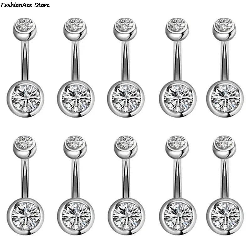 5/10/15/20pcs/lot Single Crystal Rhinestone Belly Button Rings Navel Piercings Ombligo Multicolor Ball Nombril Surgical Steel