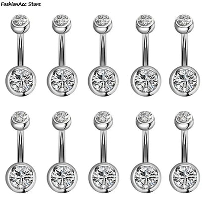 5/10/15/20pcs/lot Single Crystal Rhinestone Belly Button Rings Navel Piercings Ombligo Multicolor Ball Nombril Surgical Steel