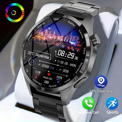 2025New Smart Watch Men Full Circle HD Screen Wireless Call Smartwatch Call Reminder GPS Sports Track Bracelet Music Clock+ Gift