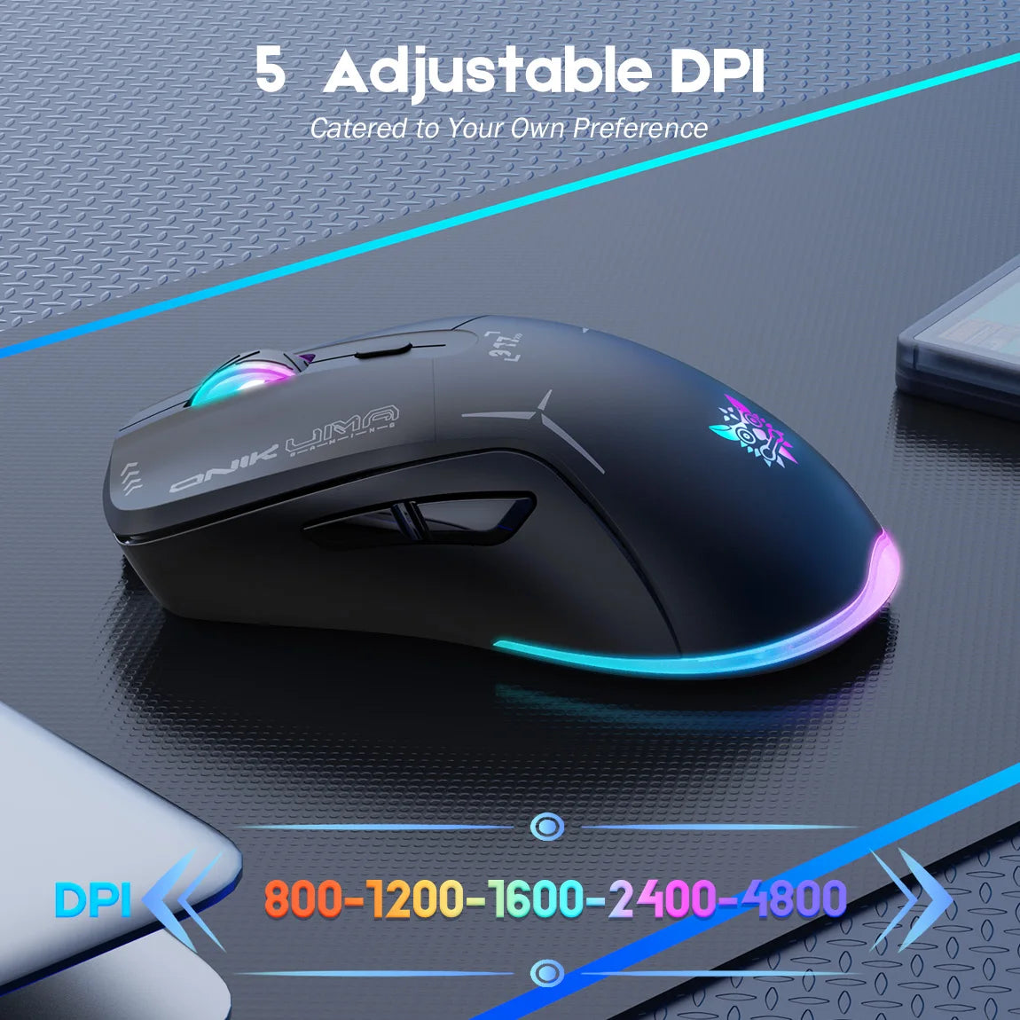 ONIKUMA 2025 New Wireless Mouse Dual-mode Laser 2.4G Game Mechanical Computer E-sports Office Home Computer Luminous