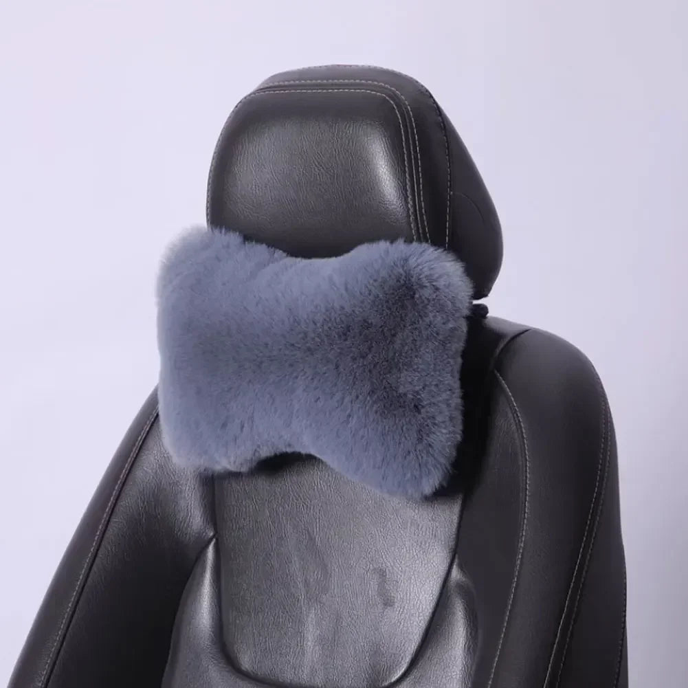 Winter Car Seat Neck Rest Pillow Plush Car Headrest Plush Cushion Warmth and Comfort Universal Lumbar Pillow Support Accessories