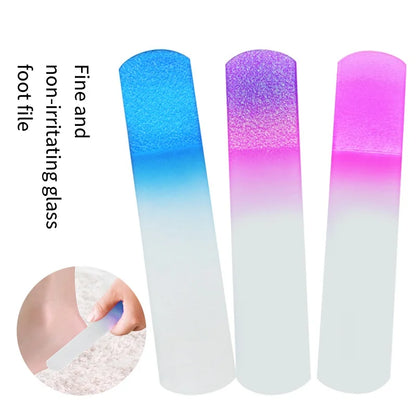 1pc Gradient Handle Glass Crystal Foot File Remove Dead Skin Calluses Pedicure Tool Quick Foot Smooth Beautification Care Tools