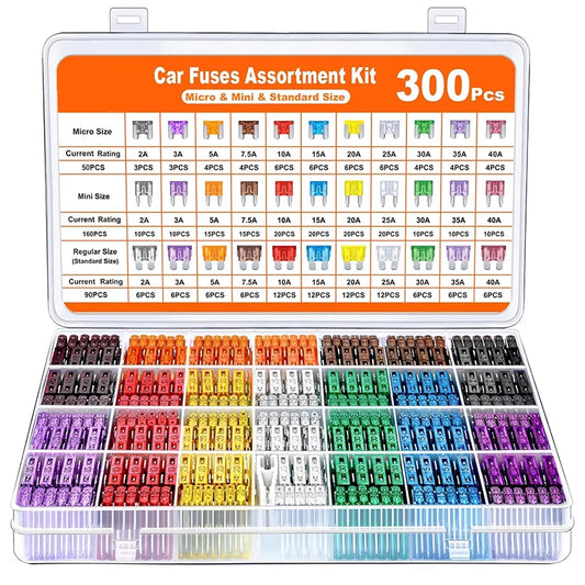 300/180pcs Car Blade Fuse Assortment Kit Auto Truck Automotive Medium Small Fuse Mixed Motorcycle Circuit Fuse With Box