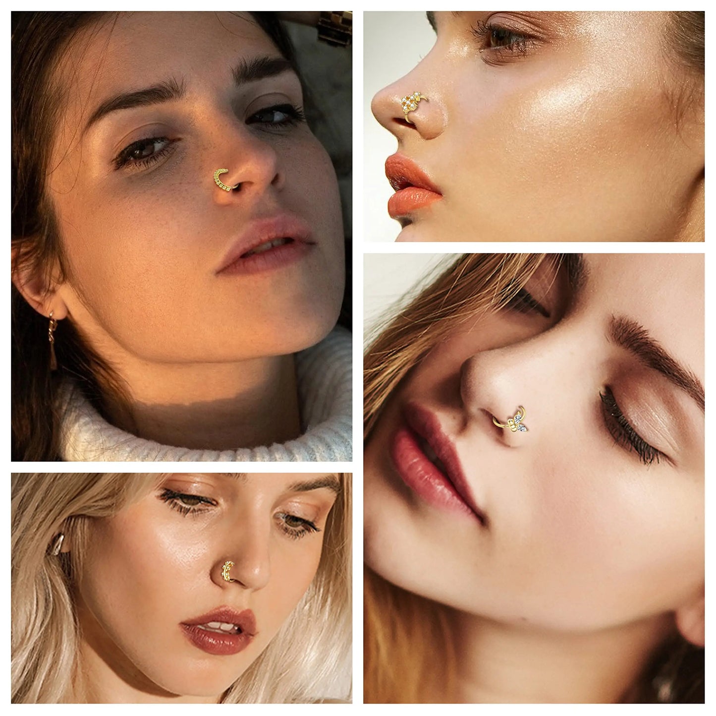 Drperfect Nose Rings Studs for Women Surgical Steel 20G Nose Hoop Corkscrew L Shaped Nose Stud Nose Ring Nose Piercing Jewelry