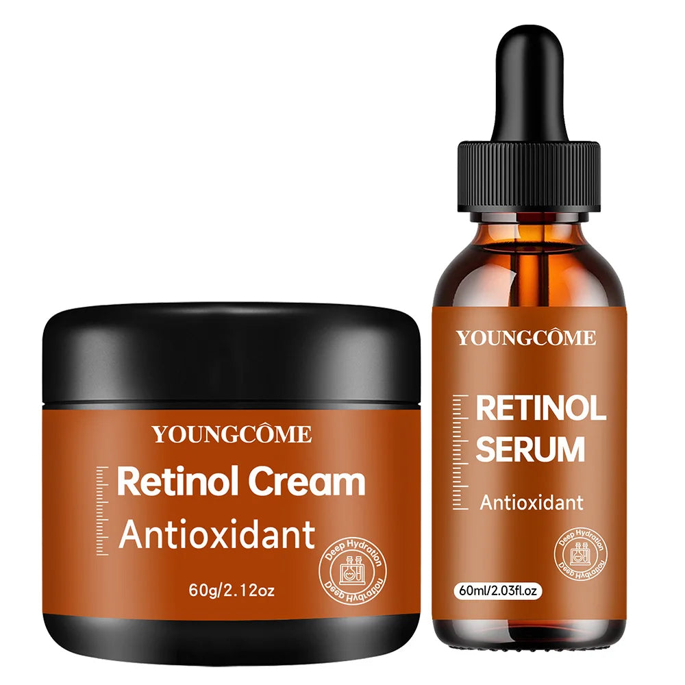 Retinol Cream&Serum Set - Anti-Aging Facial Skin Care Kit, Wrinkle Repair Moisturizer, Brightening Essence, Nourishing Beauty