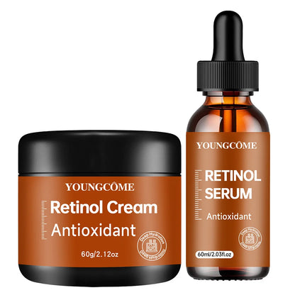 Retinol Cream&Serum Set - Anti-Aging Facial Skin Care Kit, Wrinkle Repair Moisturizer, Brightening Essence, Nourishing Beauty
