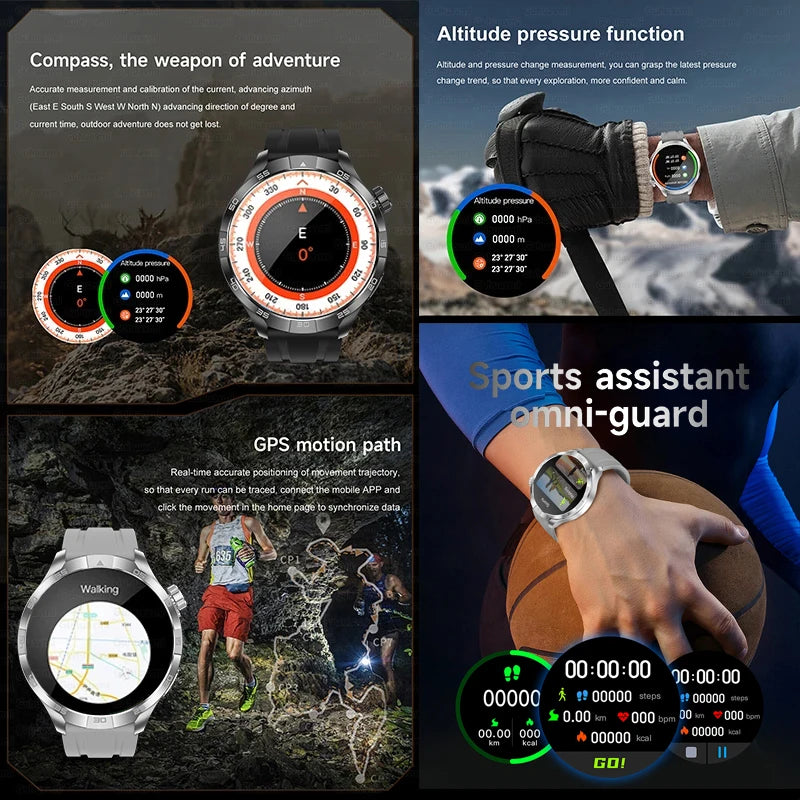2025 New GT5 Pro GPS Sports Compass SmartWatch Men 1.85" AMOLED HD Screen NFC IP68 Waterproof Bluetooth Call Smartbracelet Woman
