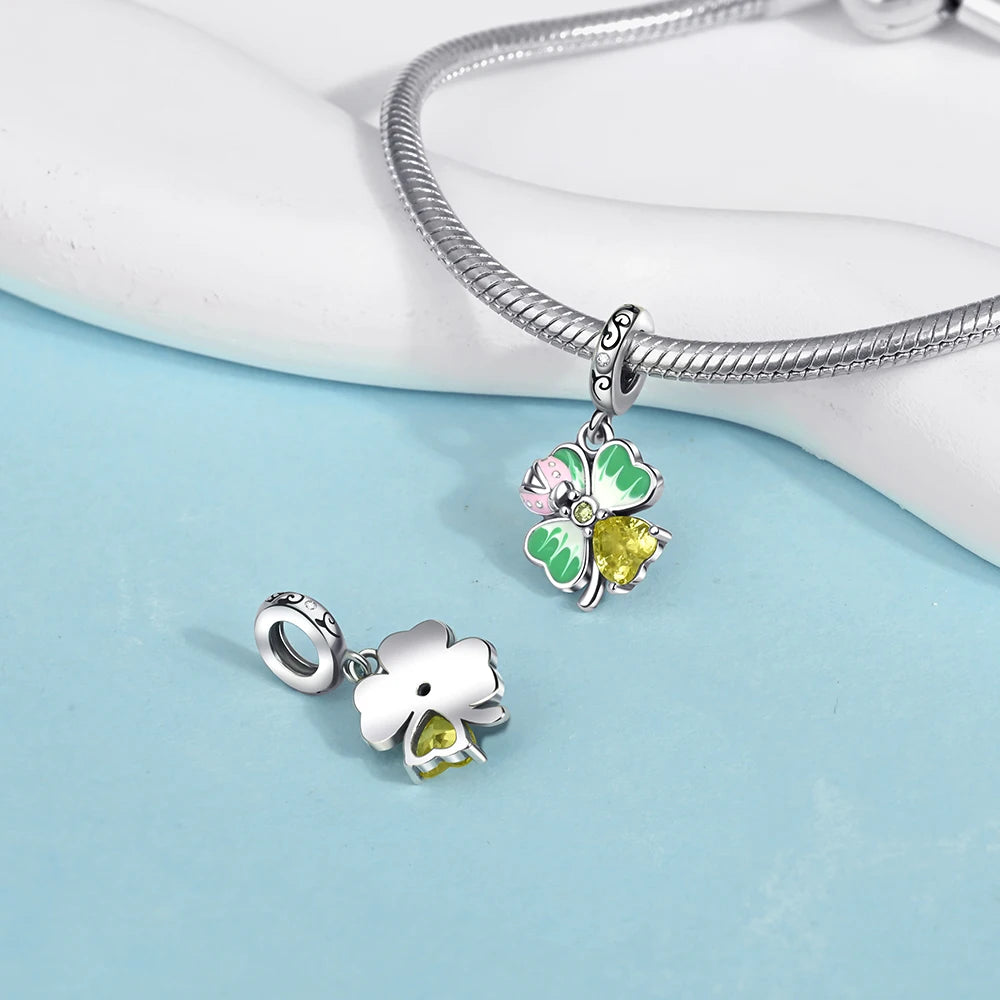 Lucky Clover Series Bead 925 Sterling Silver Original Charms Fit Pendant Charm Bracelet Dangle for Women DIY Fine Jewelry Making