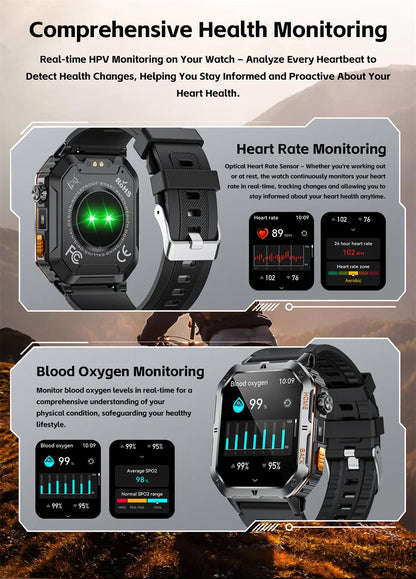 Smart Watch 2.01 Inch Screen Bluetooth Call 1000mAh Voice Assistant Watch Sport Fitness 3ATM Waterproof Smartwatch For Men 2025