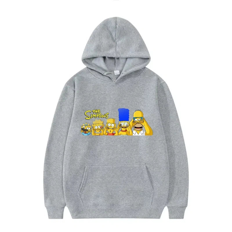 Disney The Simpsons Funny Pattern Casual Hooded Tops Men Woman Loose Comfortable Winter Black Sports Pullovers Fashion Clothing