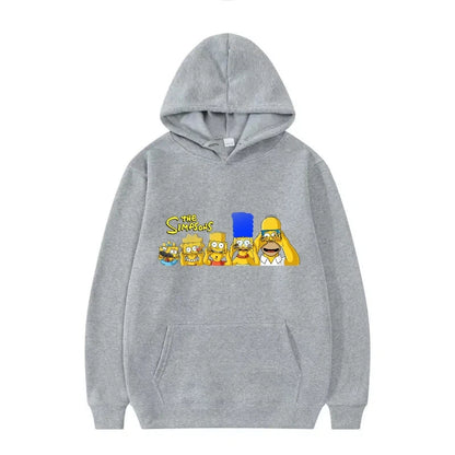 Disney The Simpsons Funny Pattern Casual Hooded Tops Men Woman Loose Comfortable Winter Black Sports Pullovers Fashion Clothing