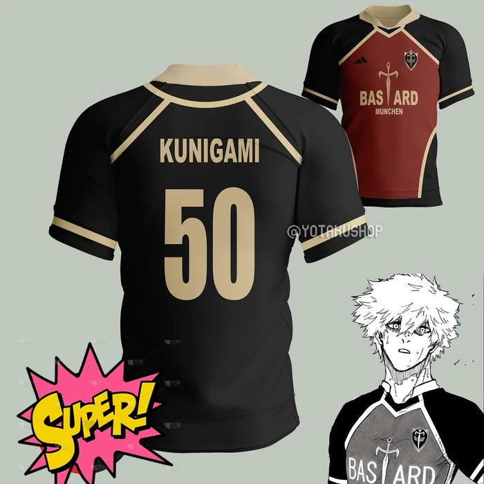 2026 Anime Blue Lock BASTARD 10 KAISER Jersey Mens Sports Tee Fashion Harajuku Manga Short Sleeve Loose Football Jersey Y2k Tops