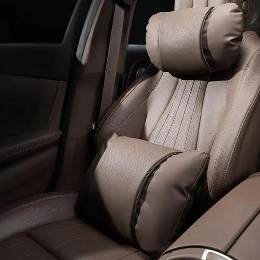 1/2PCS New Car Seats with Nappa Leather Headrests, Breathable Waist Cushions, Neck Pillows, and General Motors Neck Pillows