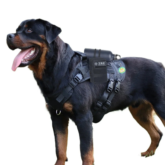 Heavy Duty Tactical Dog Vest Harness New Multi-Function Vest with Handle Leash for Big Dogs Outdoor No-Pull Gear Dog Collar P017