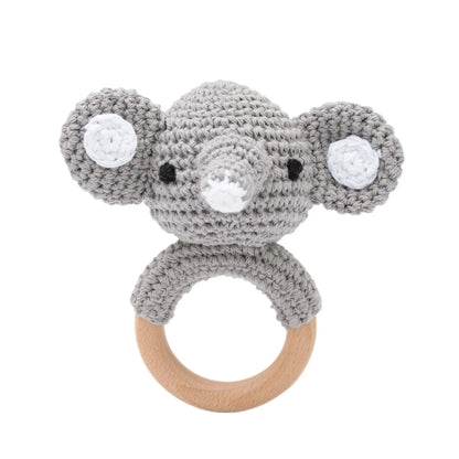Wooden Rattle Baby Teether for Kids Teething Rings Animal Crochet Rattle Elephant Wooden Babies Gym Montessori Children's Toys