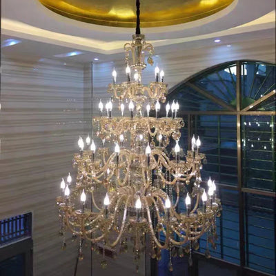 Duplex Crystal Chandeliers European Clubhouse Villa Creative Clndle Lamp Staircase Crystal Chandelier Lighting For Living Room
