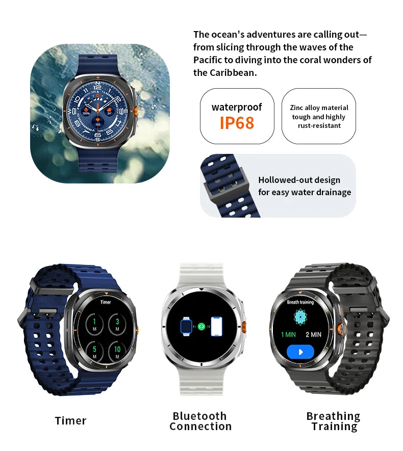 Smart Watch 8 Ultra New Color Matching GPS Compass Smartwatch Bluetooth call NFC IP68 Waterproof Health monitoring Reduction100%