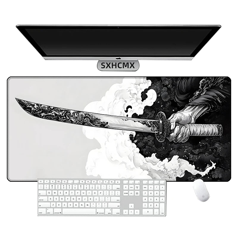 Japanese Katana Mouse Pad Large Computer Office Game Table Mats New XXL Rubber Anti-slip Gaming Keyboard Mousepad Long Desk Pads