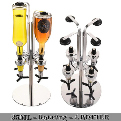 Alcohol Liquor Dispenser 1-6 Bottle Wall Rotating, Mounted Cocktail Shaker Stand Whisky Wine Beer Alcohol Bar Beverage Dispenser