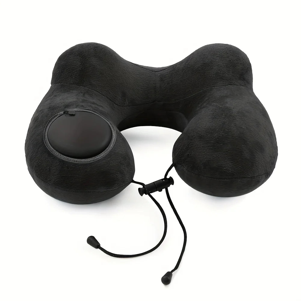 U-Shaped Inflatable Travel Pillow Portable Air Pillow Neck Support Cushion Comfortable Sleeping Pillow Press to inflate pillow