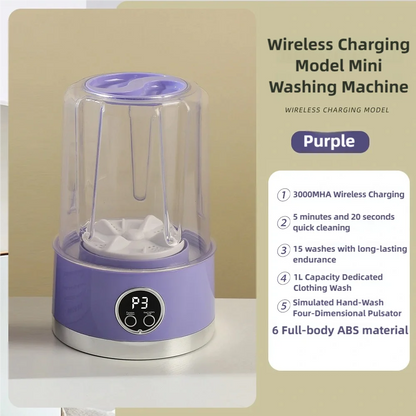 Cordless 1L Mini Washer USB Rechargeable 3000mAh 2-Speed Portable For Travel Socks Underwear Clothes Washing Cups