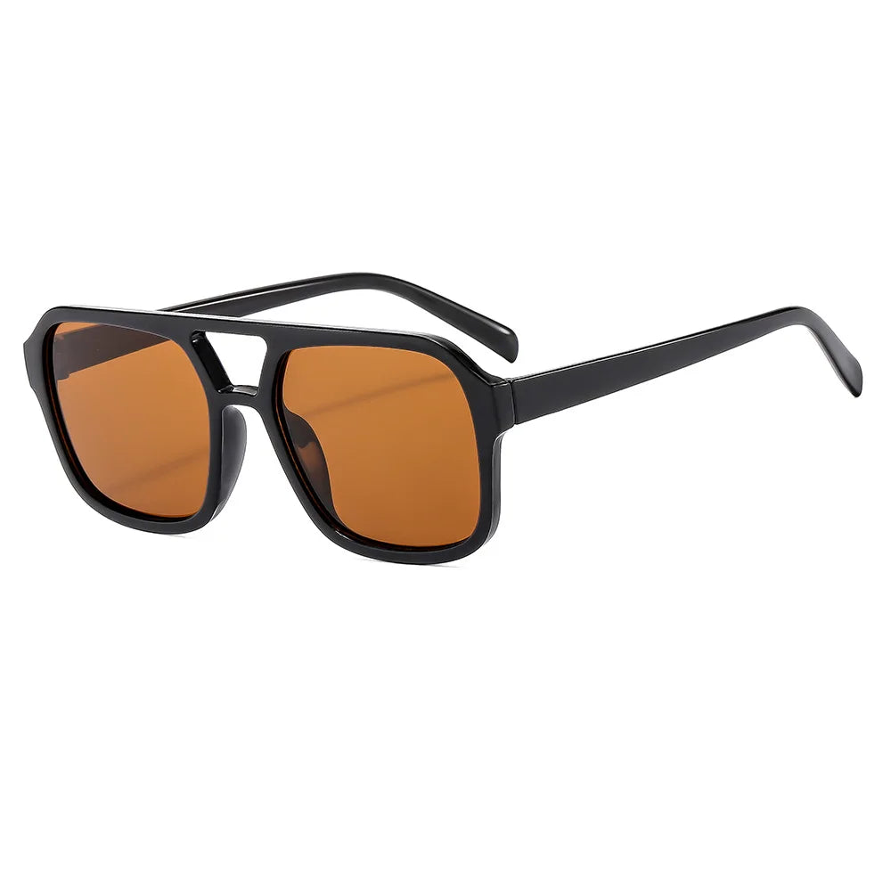 Vintage Double Bridge Yellow Sunglasses Women Oversized Square Frame Luxury Shades Sun Glasses Female Pilot Eyewear