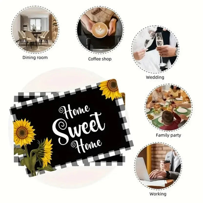 4/6/8PCS Christmas Tree Placemats Linen Non Slip Table Mats Rectangular Non Slip Dining Table for Kitchen Home Decor Essentials