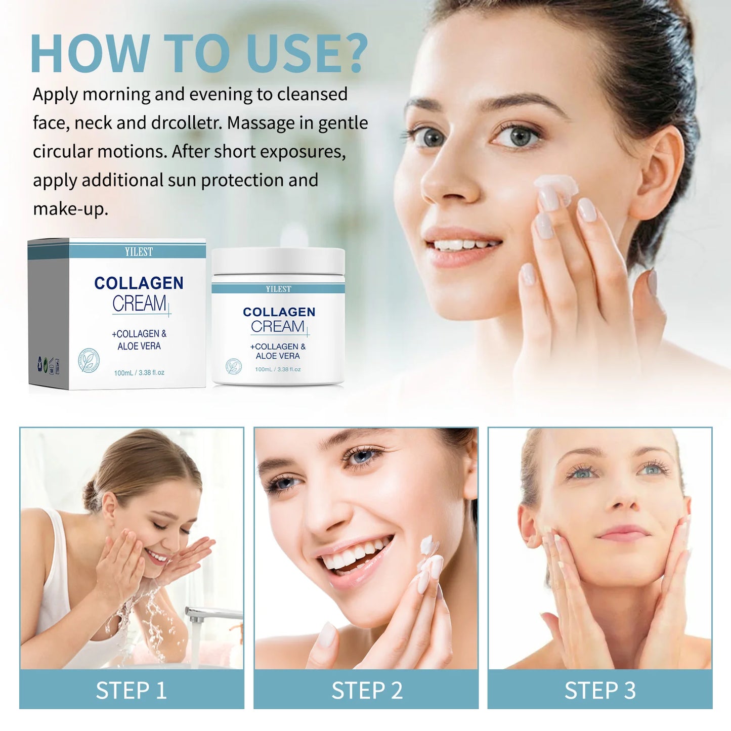100g Collagen Cream Lifting Firming Smooth Wrinkles Face Cream For Deep Moisturizer Whitening Brighten Skin Care Products